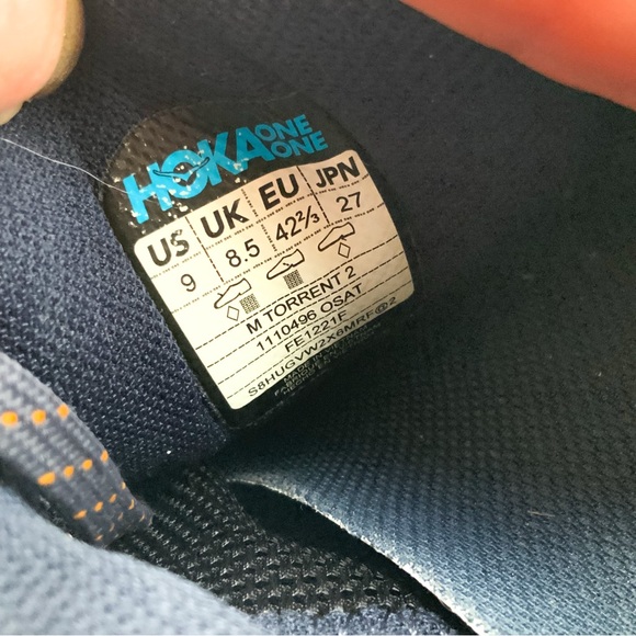 Hoka One One Men’s Torrent 2 Size 9 Blue - Picture 6 of 8